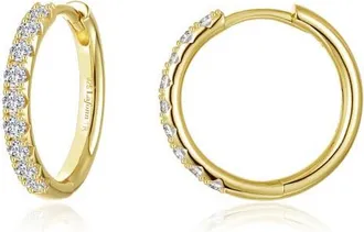 Lafonn Alina Pav&eacute; Simulated Diamond Small Round Hoop Earrings in Gold at Nordstrom