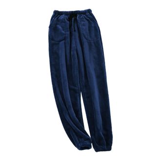 Generic Mens Fleece Pyjama Bottoms Winter Sleep Pant Soft Fleece Sleep Wear Breathable and Comfortable Plain Soft Warm Nightwear Pyjama Pants Flannel Nightwea