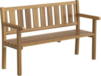 OUTSUNNY Panchina In Legno Da Giardino 2 Posti A Doghe 150x57x93 Cm, Teak