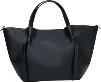 Estro & Luminara Tassen, Dames, Zwart, ONE Size, Leer, Zwarte bootvormige handtas