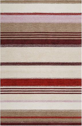Esprit Alfombra rayada estilo vintage beige, rojo y marr&oacute;n 70x140