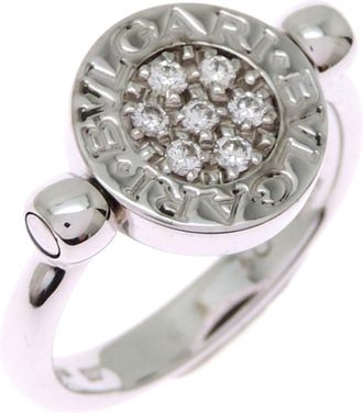 Bulgari Silver Black White Gold (18K) Band Ring (Pre-Owned)