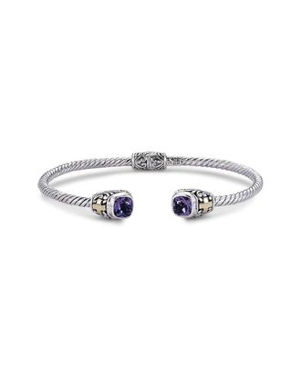 Samuel B. 18K & Silver 1.70 Ct. Tw. Amethyst Square Bangle Bracelet