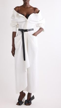 Givenchy Slashed Long Sleeve Cotton Poplin Shirtdress in White at Nordstrom, Size 10 Us
