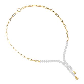 Diamond2Deal 14k Two-tone Gold 4.15 Ct Pear & Round Lab Grown Diamond Drop Necklace 18 Chain VVS-VS, E-F