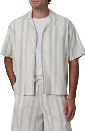 Joe's Dobby Stripe Camp Shirt in Grey Stripe at Nordstrom, Size Medium