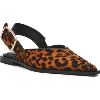 Steve Madden Shay Genuine Calf Hair Pointed Toe Slingback Flat in Leopard at Nordstrom Rack, Size 5.5