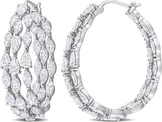 Allurez Marquise & Pear Cut Lab Diamond Hoop Earrings 14k in 10.96Ct/white Gold at Nordstrom