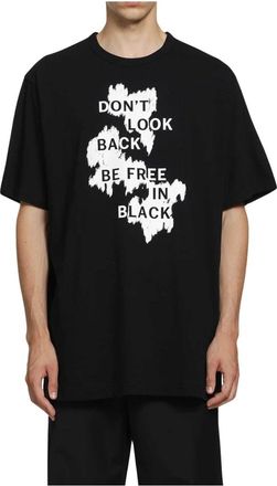 Yohji Yamamoto Tops, Heren, Zwart, L, Katoen, 30/- Gekamd Plain Stitch Kortm. T-shirt H