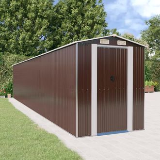 vidaXL Cobertizo Jard&iacute;n Acero Galvanizado Marr&oacute;n Oscuro 192x1021x223cm Vidaxl