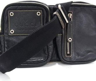 Gucci Black Leather Fanny Pack Sling Bag (Pre-Owned)