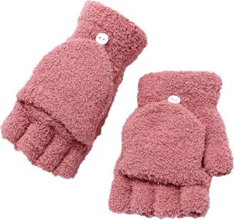 Generic Fingerless Gloves for Women, Winter Thermal Fingerless Mittens for Adults, Thermal Half Finger Gloves Knit Touchscreen Glove for Indoor Outdoor Runnin