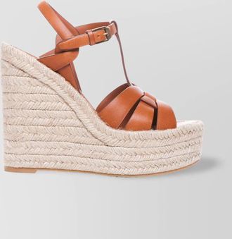 Saint Laurent leather wedge espadrille sandals
