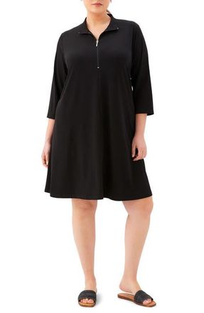Karen Kane Half Zip Travel Jersey Dress in Black at Nordstrom, Size 1 X