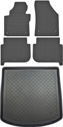 OEM Volkswagen Touran I Van De 2003-2010 Set - Alfombrillas De Goma Para Coche + Alfombrilla Para Maletero