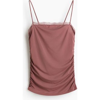 H&M Lace-trimmed Strappy Top in Dark Dusty Pink at Nordstrom, Size X-Large