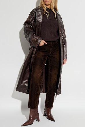 Tory Burch Jeans With A Velvet Finish, Womens, Brown