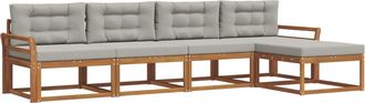 vidaXL Conjunto De Sof&aacute;s De Exterior 5 Uds. Gris Natural Y Claro Vidaxl