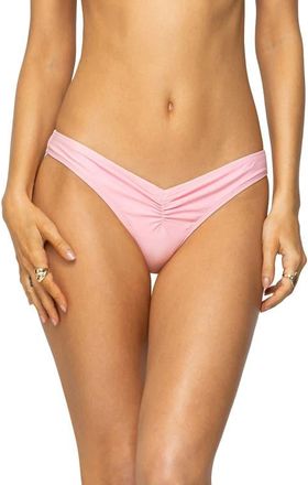 Edikted Starfish Ruched Bikini Bottoms in Pink at Nordstrom, Size X-Large