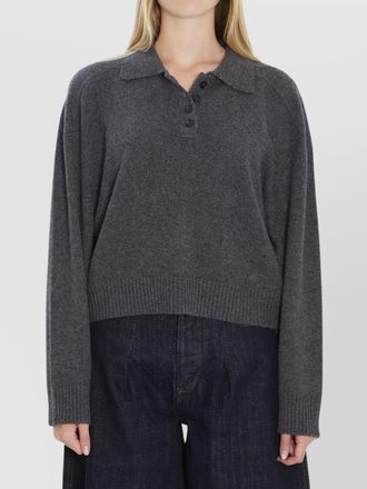 Loulou Studio cashmere polo with long sleeves and collar
