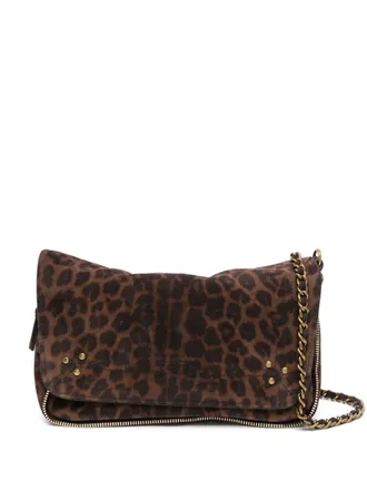 Jerome Dreyfuss small Bobi leopard shoulder bag - women - Cotton/Calf Suede/Goat Skin - One Size - Brown