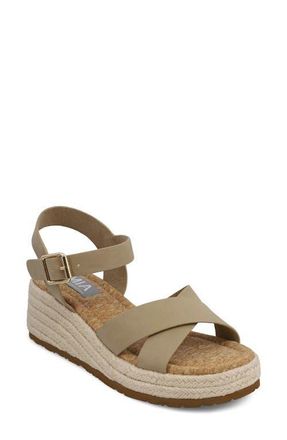 Mia Nikky Ankle Strap Platform Wedge Sandal in Sand Bruss at Nordstrom, Size 9.5