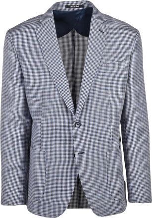 Sartoria Italiana White Blue Linen Cotton Rounded Jacket