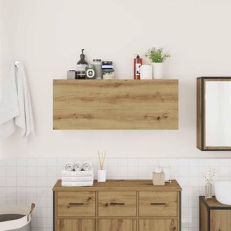 Berkfield Home Decorative Bathroom Wall Cabinet Artisan Oak 100x25x40 cm Enginee in Brown | Size: 100 x 25 x 40 cm