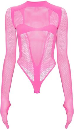 GCDS panelled-mesh bodysuit - women - Polyamide/Spandex/Elastane - M - Pink