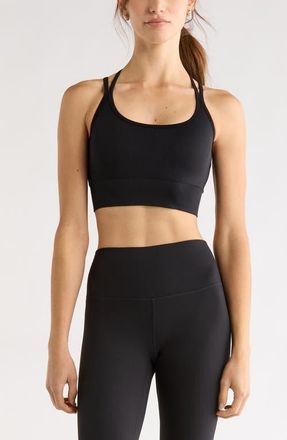Zella Seamless Strappy Sports Bra in Black at Nordstrom, Size X-Small