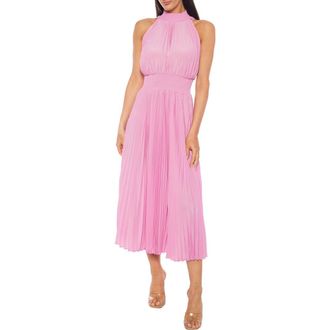 Marina Rossini Pleated Midi Dress in Pink at Nordstrom Rack, Size 12