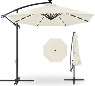 Best Choice Products 10ft Solar LED Offset Hanging Outdoor Market Patio Umbrella w/ Adjustable Tilt