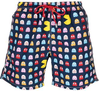 MC2 Saint Barth Gustavia Pacman-print drawstring swim shorts - men - Recycled Polyester/Polyamide/Elastane - S - Blue