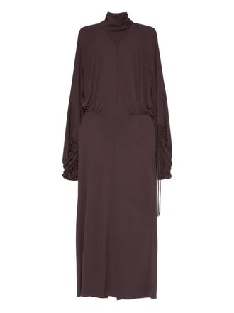 Lanvin Gesmockte midi-jurk - Bruin
