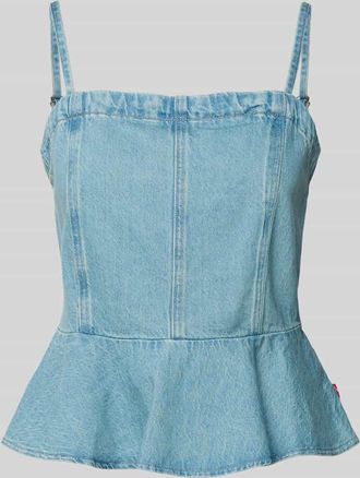 Levi's Slim Fit Tr&auml;gertop aus reiner Baumwolle Modell ANDERSON FLOUNCE in Hellblau, Gr&ouml;&szlig;e XS