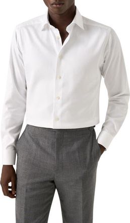 Eton Slim Fit Cotton Dobby Dress Shirt in White at Nordstrom, Size 15.5