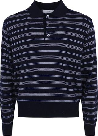 Dunst Gestreepte trui met kraag - Heren - Truien - Blauw - Maat: L Wol