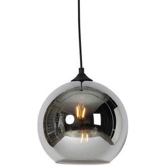 QAZQA Art D&eacute;co L&aacute;mpara Colgante Art Deco Negra Con Cristal Ahumado - Wallace Vidrio /acero Redonda Adecuado Para Led Max. 1 X 60 Watt - Qazqa