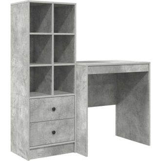 vidaXL Vidaxl - Escritorio Con Almacenamiento Con Caj&oacute;n 2 Pcs Gris Concreto