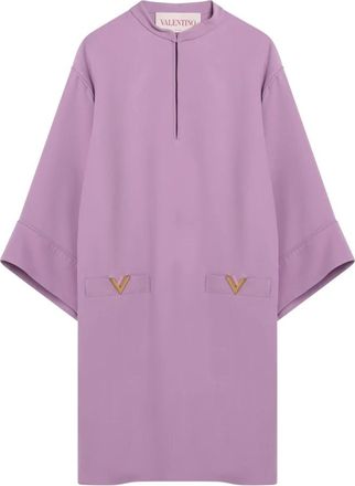 Valentino Garavani Lila Zijden Mini Jurk - Dames - Korte kleedjes - Paars - S - Kleedjes