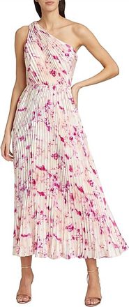 Monique Lhuillier Womens Alina One Shoulder Midi Dress In French Rose