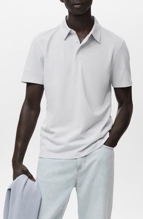 Mango Solid Cotton Blend Piqu&eacute; Polo in Ivory White at Nordstrom, Size X-Small