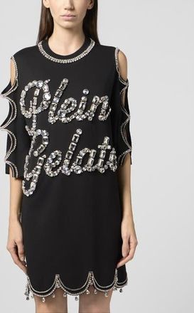 Philipp Plein Mini T-Shirt Dress Crystal Waves Women in Black at Nordstrom, Size X-Small