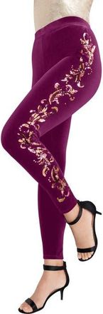 Roaman's Velour Legging in Dark Berry Sequin at Nordstrom, Size 36