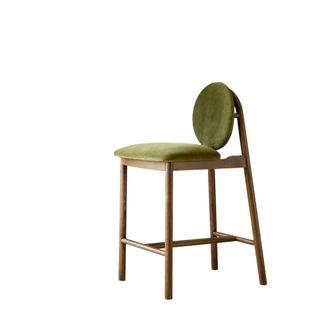 Tikamoon Silla alta de roble macizo y terciopelo verde