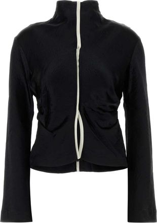 Nanushka Womens Black Satin Domini Blouse - Size Large