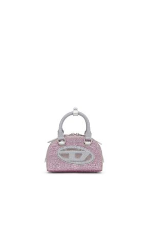 Diesel 1DR Dome - Small bowling bag in crystal Lurex - Crossbody Bags - Woman - Pink