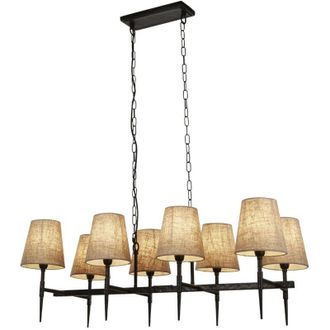 Searchlight Lampadario Industrial-Nordico Gotico Acciaio Nero Tessuto 8 Luci E14
