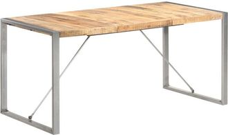 vidaXL Dining Table 160x80x75 cm Solid Rough Mango Wood vidaXL