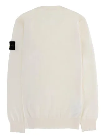 Stone Island Logo Knit Cotton Sweater - Ivory